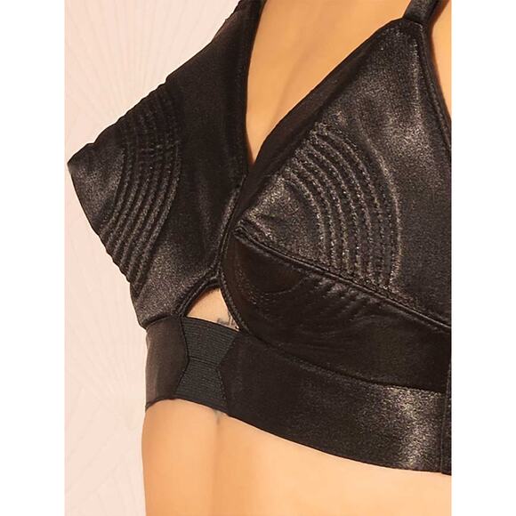 What Katie Did Women's 32C Black Satin Vintage 50s Padded Bullet Bra L6035 NWT - Picture 1 of 3